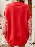 Plaid Color Block Oversized Sweatshirt Casual Fall Pullover
