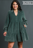 Curvy hunter green corduroy dress