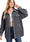 OVERSIZED BASIC FLEECE SHACKET