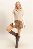 Sand Contrast Sweater Cardigan