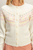 Cream Button Front Fair Isle Cardigan