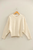Cream Ribbed Crewneck Sweater