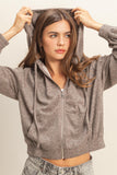 Brown Hooded Zip-up