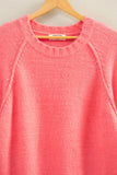 Pink Raglan Crew Sweater