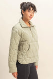 Sage Quilted 1/2 Zip High Neck Pullover