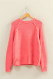 Pink Raglan Crew Sweater