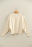 Cream Ribbed Crewneck Sweater