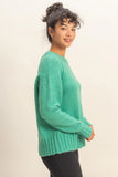 Green Raglan Sleeve Crew Neck Sweater