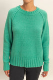 Green Raglan Sleeve Crew Neck Sweater