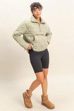 Sage Quilted 1/2 Zip High Neck Pullover
