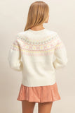 Cream Button Front Fair Isle Cardigan
