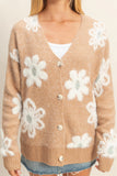 Taupe Floral Button Sweater