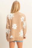 Taupe Floral Button Sweater