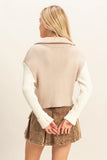Sand Contrast Sweater Cardigan