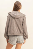 Brown Hooded Zip-up