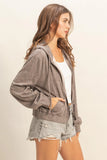 Brown Hooded Zip-up