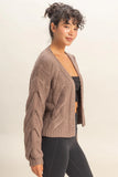Taupe Cable Knit Cardigan