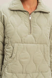 Sage Quilted 1/2 Zip High Neck Pullover