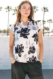 V Neck Ruffled Detail Top